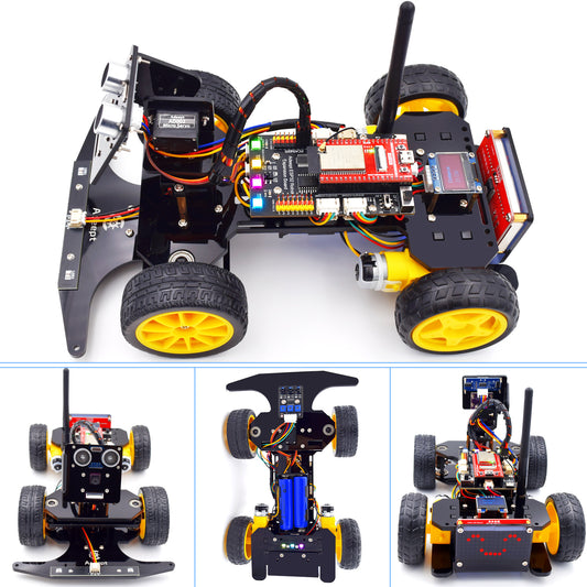 Multipurpose ESP32 Robot Car – Line Follower + Ultrasonic Obstacle Avoidance