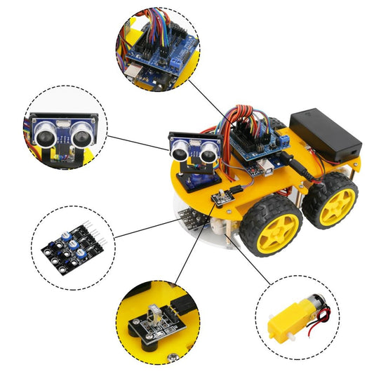 Multifunction 4WD Robot Car Kit - High Performance & Durable, Complete DIY Project